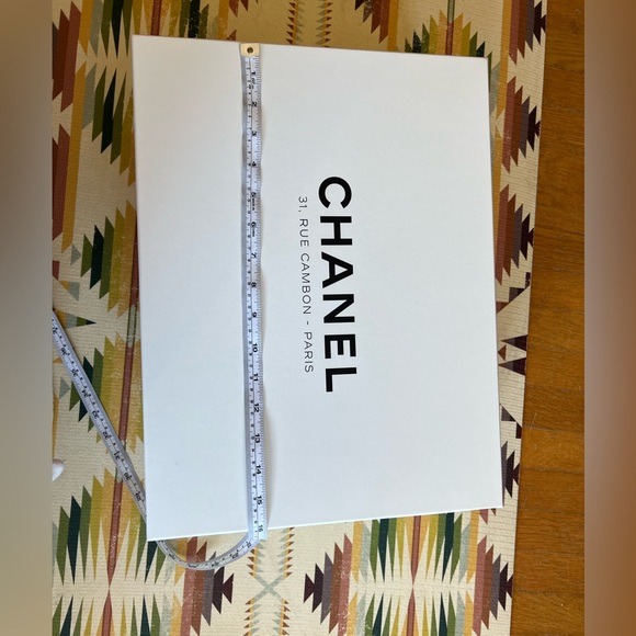 Big Chanel empty bag box from Rue Cambon in Paris flagship store